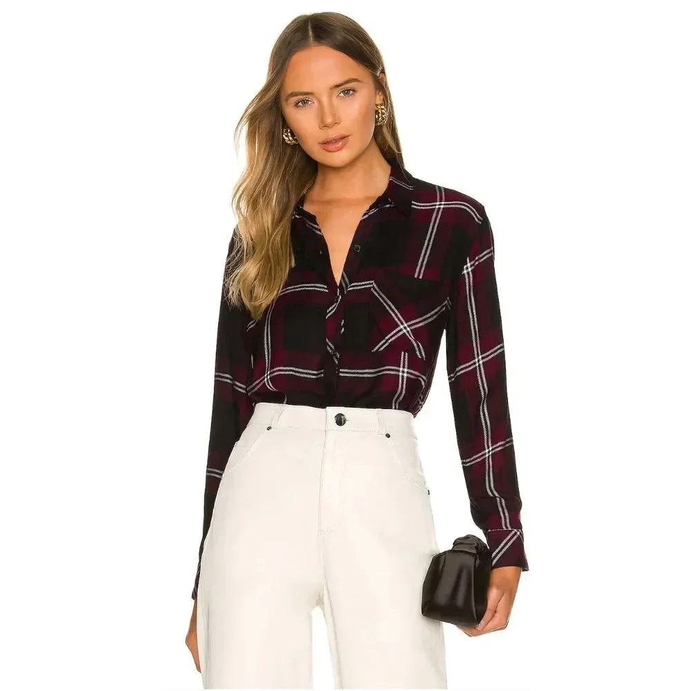 Rails Dylan Button Up Mahogany Black Ivor Top - image 1
